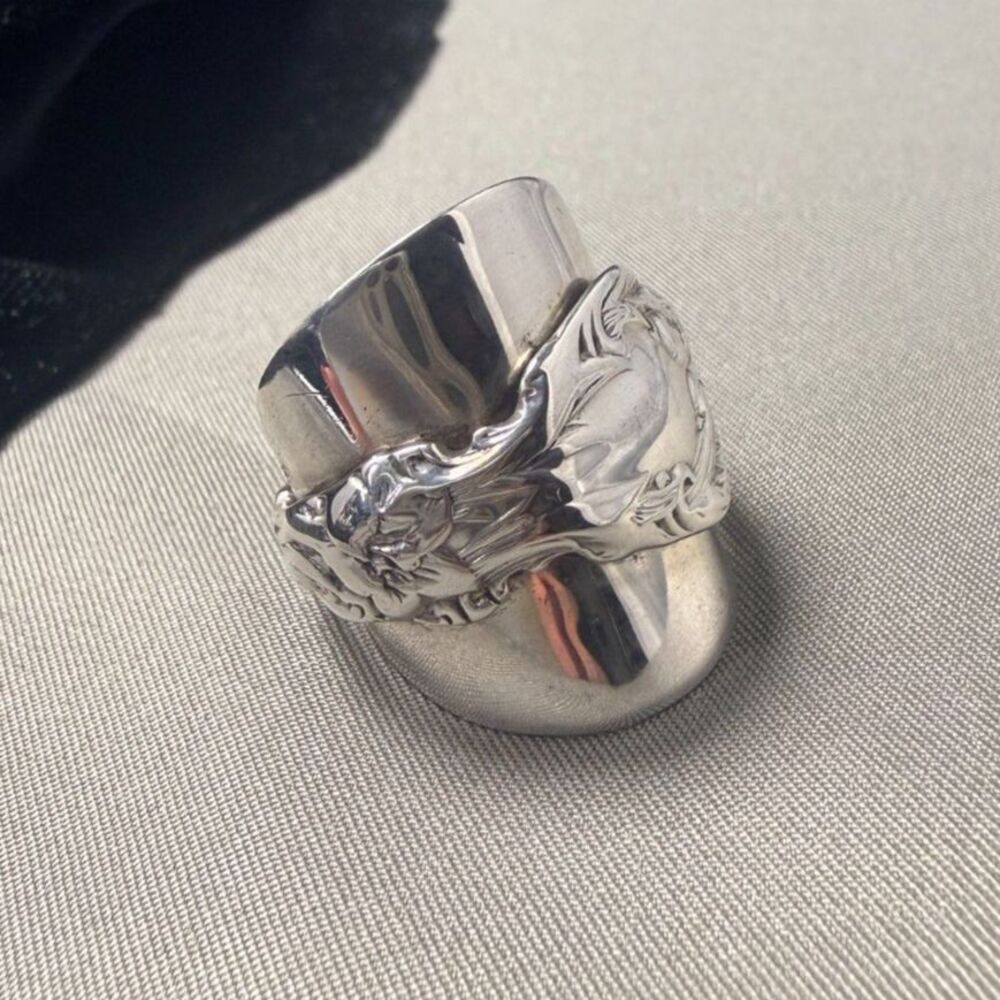 Antique Gorham Strasbourg Sterling Silver Spoon Ring size 7